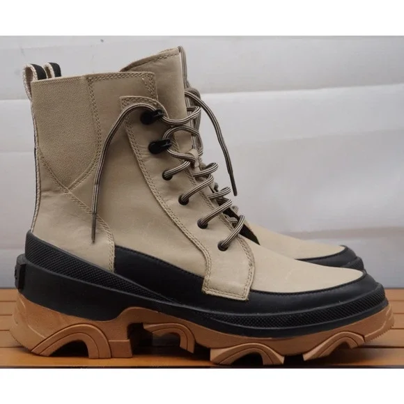 New! Sorel Women's Brex Lug Sole Lace-Up Boots Sandy Tan Black 9 - Picture 2 of 12